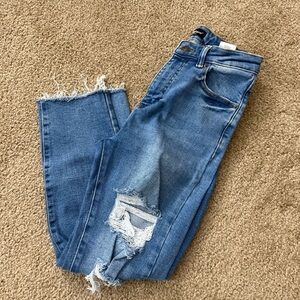 Parker Distressed Ankle Jeans in Blue